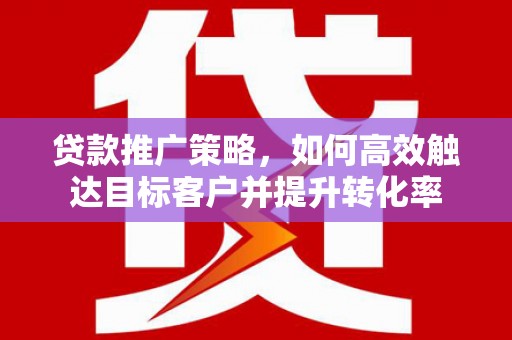 琼山贷款推广策略，如何高效触达目标客户并提升转化率
