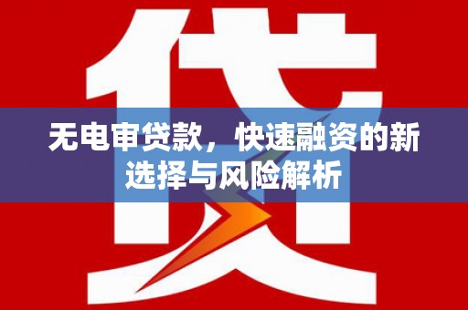 琼山无电审贷款，快速融资的新选择与风险解析