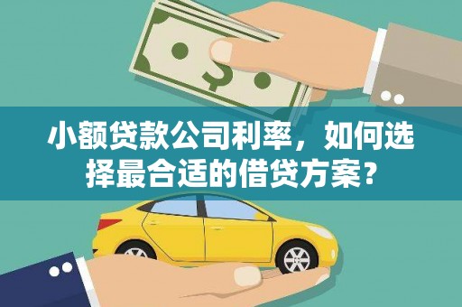 琼山小额贷款公司利率，如何选择最合适的借贷方案？